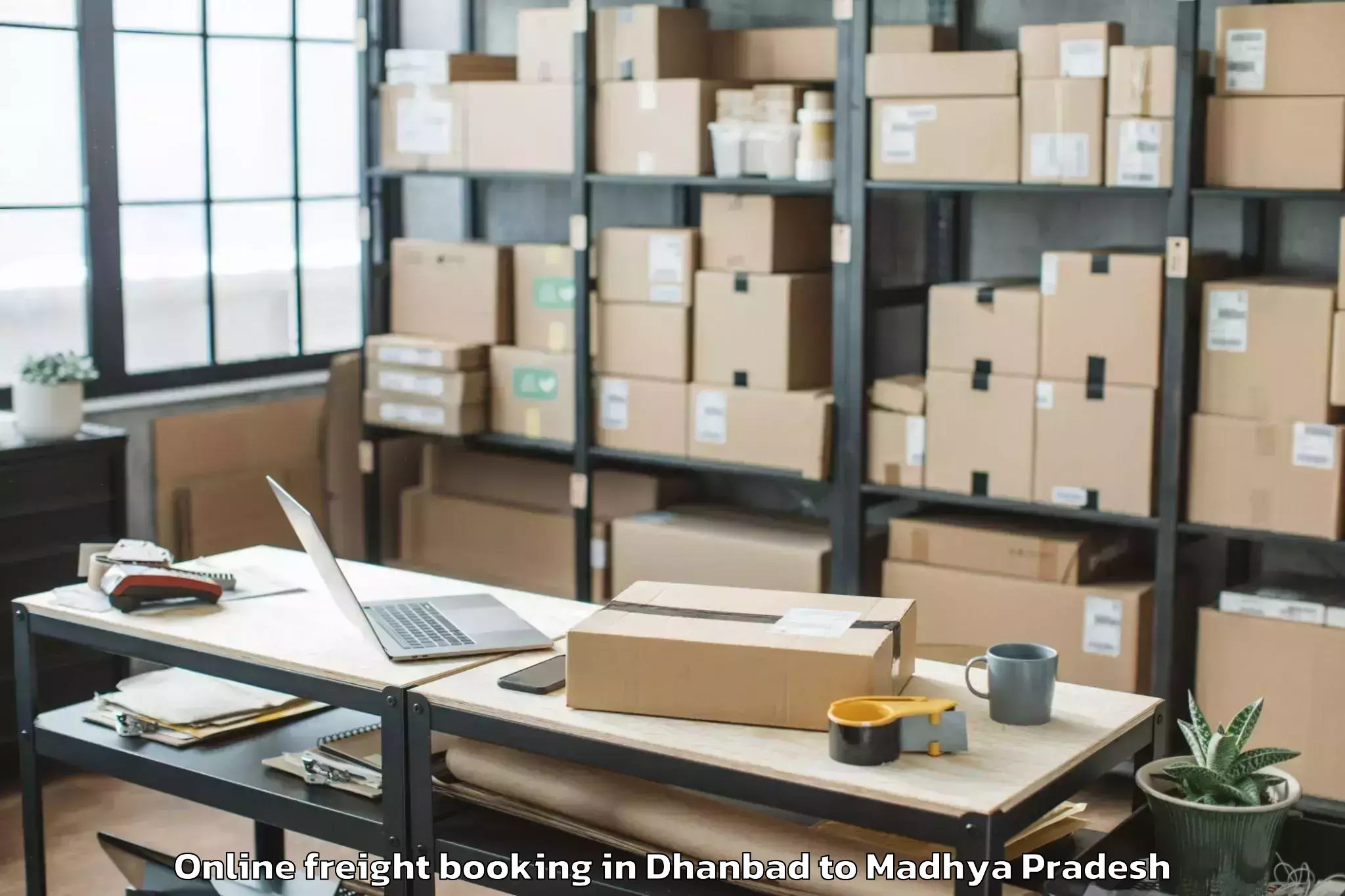 Easy Dhanbad to Vikram University Ujjain Online Freight Booking Booking